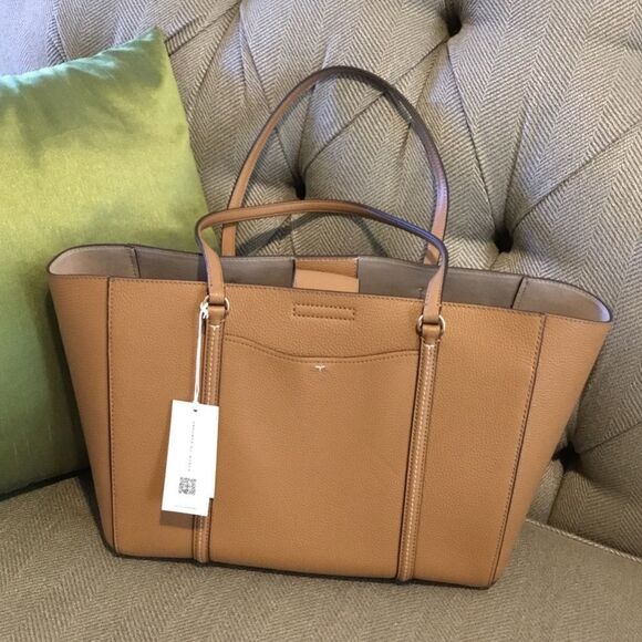 TORY BURCH CARTER TOTE LAPTOP TRAVEL SHOPPING OFFICE TIRAMISU - Picture 1 of 6